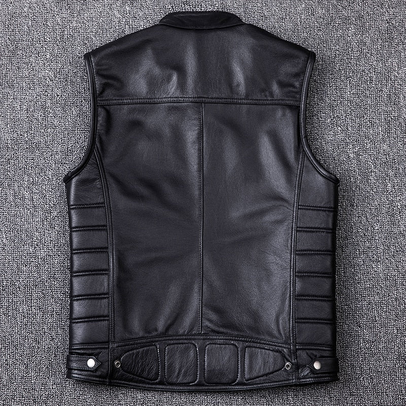 Rivet Genuine Cowhide Leather Vest Mens Motorcycle Biker Vests