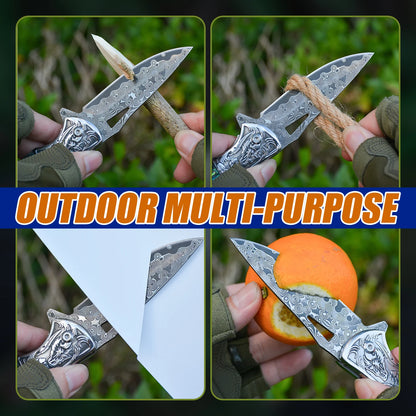 Handmade Damascus Pocket Knife - Damascus Folding Knife White Hills Knives