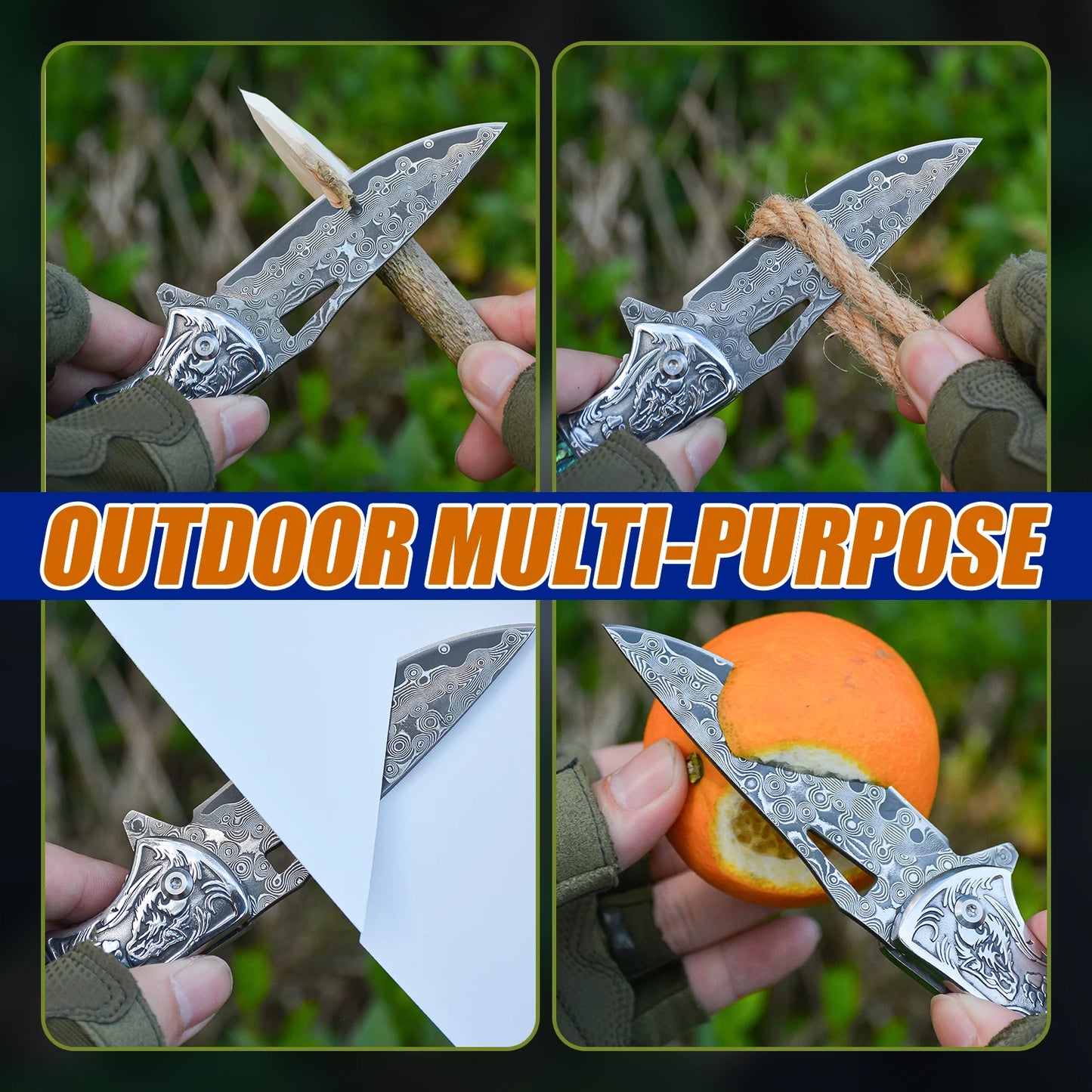 Handmade Damascus Pocket Knife - Damascus Folding Knife