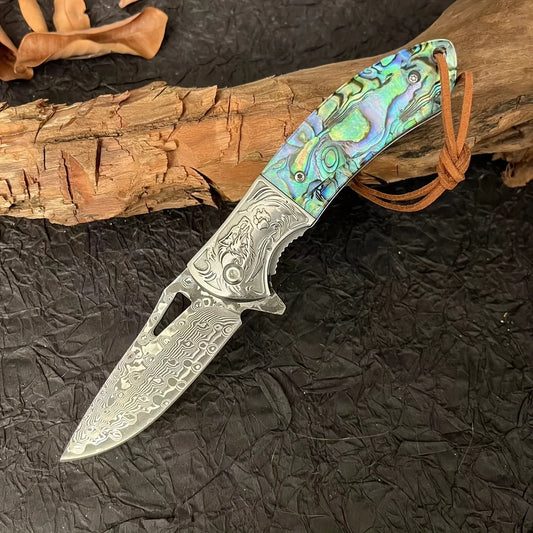 Handmade Damascus Pocket Knife - Damascus Folding Knife White Hills Knives