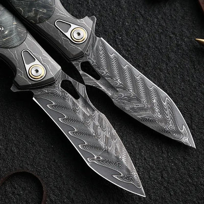 Handmade Japanese VG-10 Damascus Pocket Knife with Pocket Clip - Best Pocket Knife for everyday use White Hills Knives