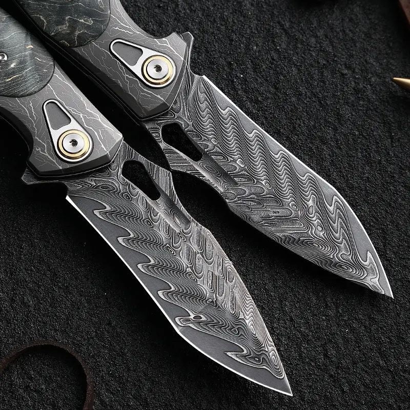 Handmade Japanese VG-10 Damascus Pocket Knife with Pocket Clip - Best Pocket Knife for everyday use