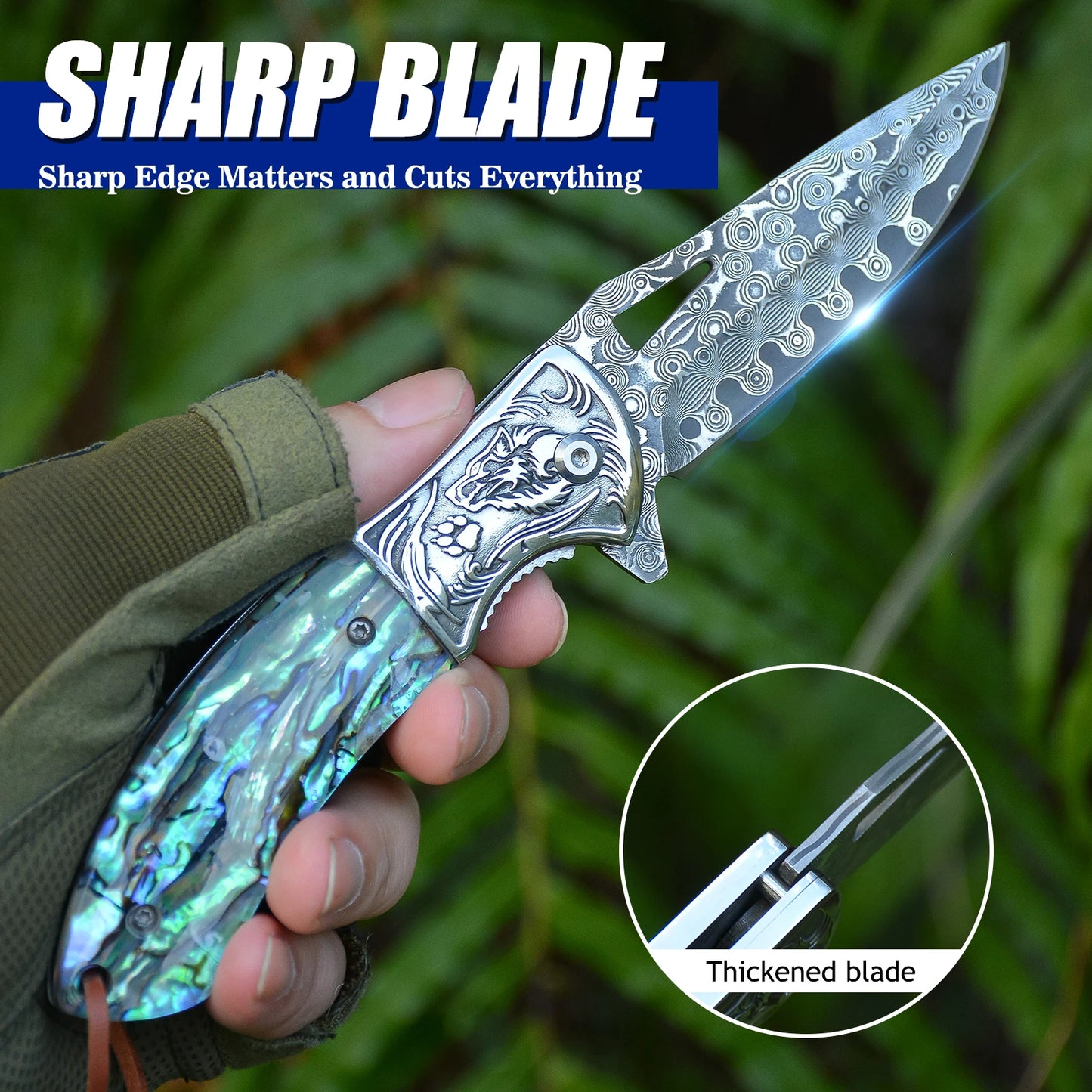 Handmade Damascus Pocket Knife - Damascus Folding Knife