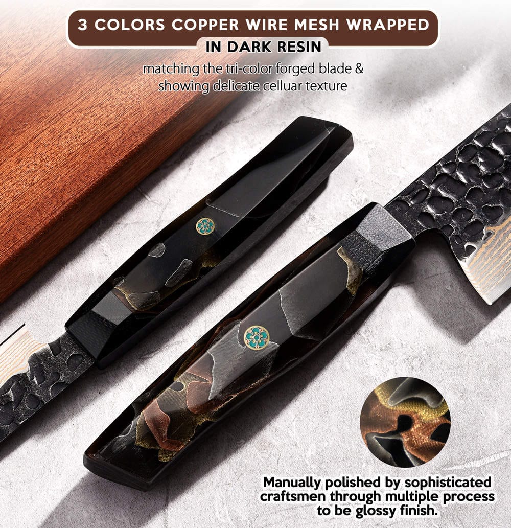 Sato VG10 Copper Damascus Chef Knife – 8 Inch Japanese Kitchen Knife