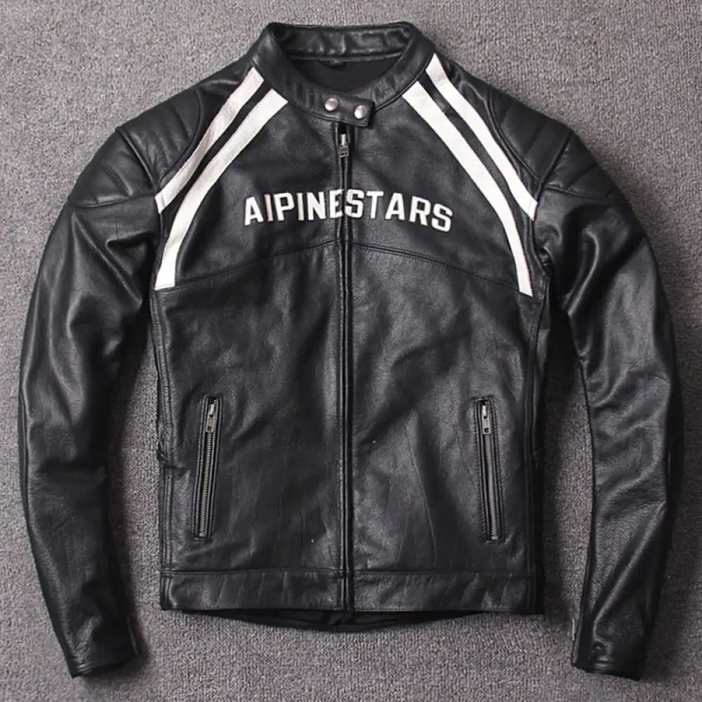 Alpine Stars Road Riding Cowhide Leather Jacket
