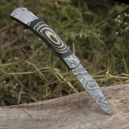 Back Lock 9 Handmade Damascus Steel Pocket Knife Pakka Wood Handle Folding Wh 5008