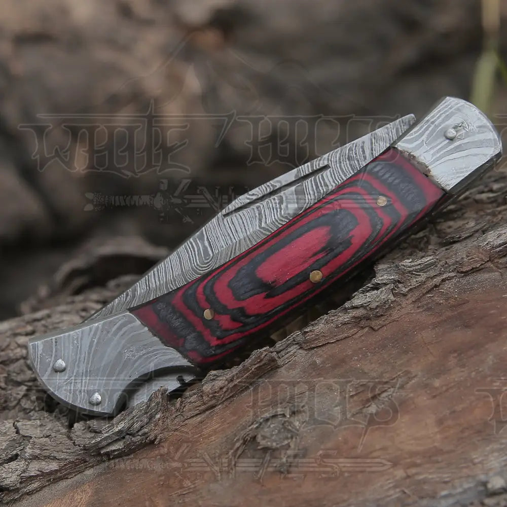 Back Lock 9 Handmade Damascus Steel Pocket Knife Pakka Wood Handle Folding Wh 5009