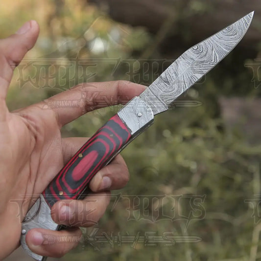 Back Lock 9 Handmade Damascus Steel Pocket Knife Pakka Wood Handle Folding Wh 5009