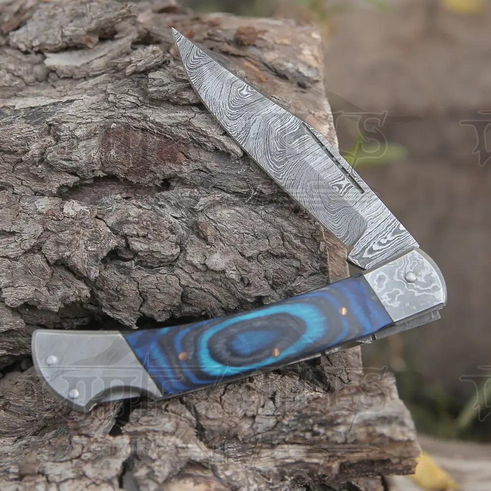 Back Lock 9 Handmade Damascus Steel Pocket Knife Pakka Wood Handle Folding Wh 5010