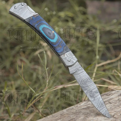 Back Lock 9 Handmade Damascus Steel Pocket Knife Pakka Wood Handle Folding Wh 5010