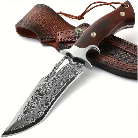 10" Hand-Forged Damascus Full Tang Knife With Wooden Handle | Damascus Steel Blade - White Hills Knives