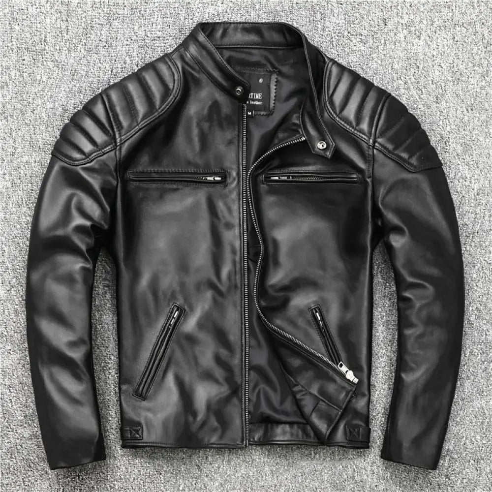 Genuine Leather Biker Jacket Bouncer Real Sheepskin – White Hills Knives
