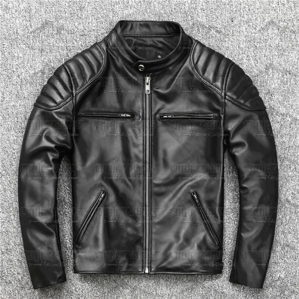 Genuine Leather Biker Jacket Bouncer Real Sheepskin – White Hills Knives