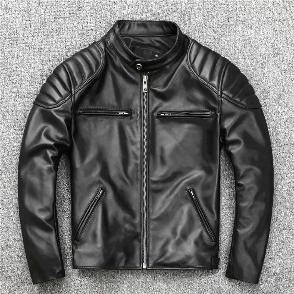 Genuine Leather Biker Jacket Bouncer Real Sheepskin –
