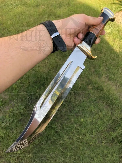 Bowie Knife - Custom Handmade D2/C430 Tool Steel High Polish Crocodile Dundee Knife