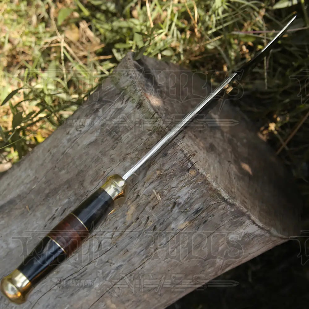Bowie Knife - Handmade D2 Steel Hunting Fix Blade Bull Horn & Leather Handle