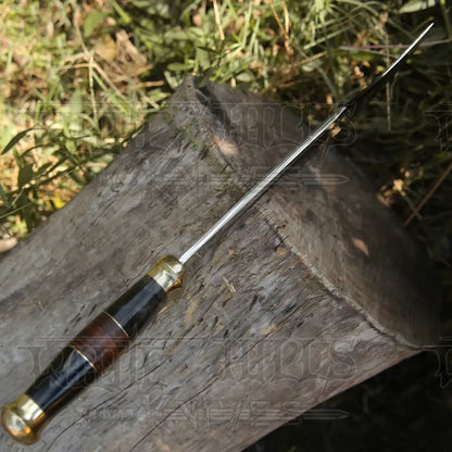 Bowie Knife - Handmade D2 Steel Hunting Fix Blade Bull Horn & Leather Handle
