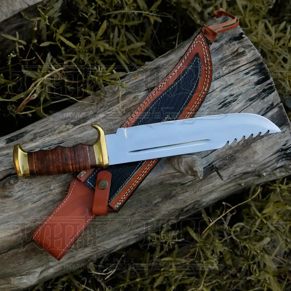 Bowie Knife - Handmade D2 Steel Hunting Fix Blade Pakka Wood Handle