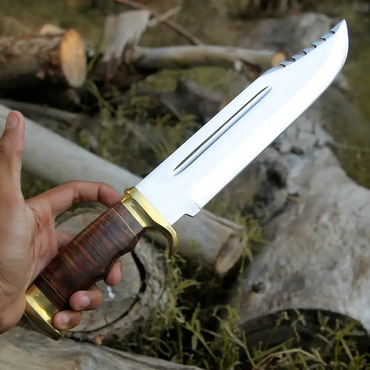 Bowie Knife - Handmade D2 Steel Hunting Fix Blade Pakka Wood Handle