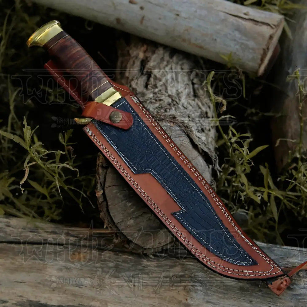 Bowie Knife - Handmade D2 Steel Hunting Fix Blade Pakka Wood Handle