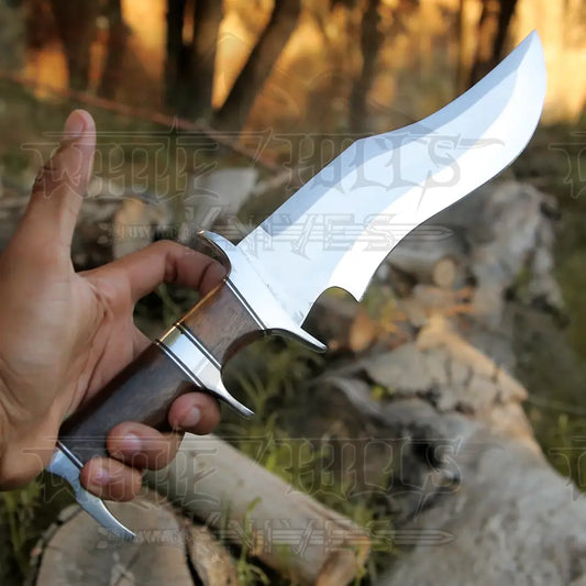 Bowie Knife - Handmade Fix Blade Hunting Semi Stainless Steel Rose Wood Handle