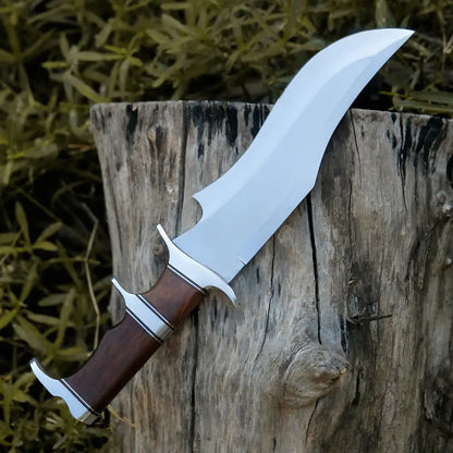Bowie Knife - Handmade Fix Blade Hunting Semi Stainless Steel Rose Wood Handle