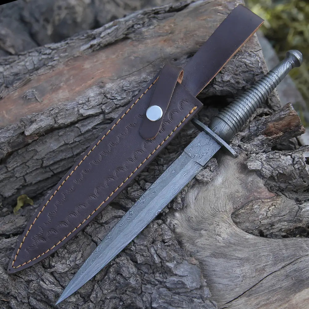 Custom Handmade Damascus Steel Dagger Knife 11 Full Tang Boot