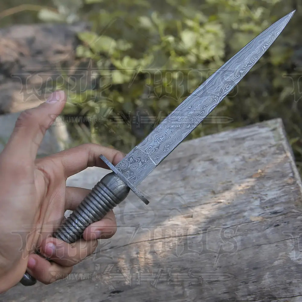 Custom Handmade Damascus Steel Dagger Knife 11 Full Tang Boot