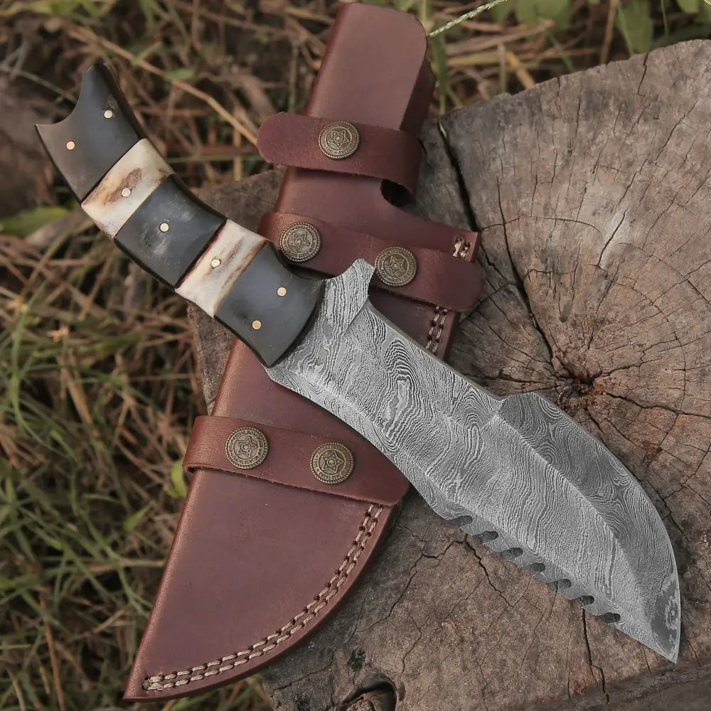 Custom Handmade Forged Damascus Steel Hunting Bushcraft Survival Tracker Knife Tracker Knife
