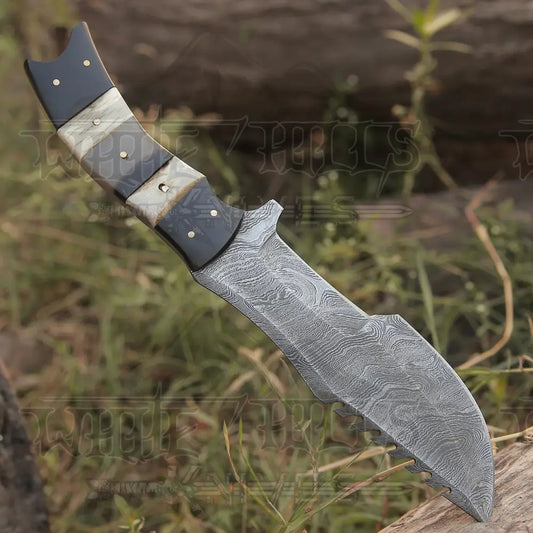 Custom Handmade Forged Damascus Steel Hunting Bushcraft Survival Tracker Knife Tracker Knife