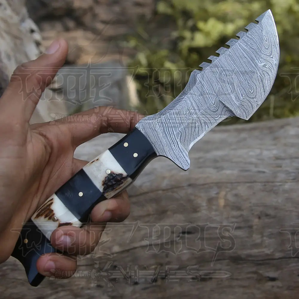 Custom Handmade Forged Damascus Steel Hunting Bushcraft Survival Tracker Knife Tracker Knife