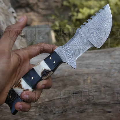 Custom Handmade Forged Damascus Steel Hunting Bushcraft Survival Tracker Knife Tracker Knife