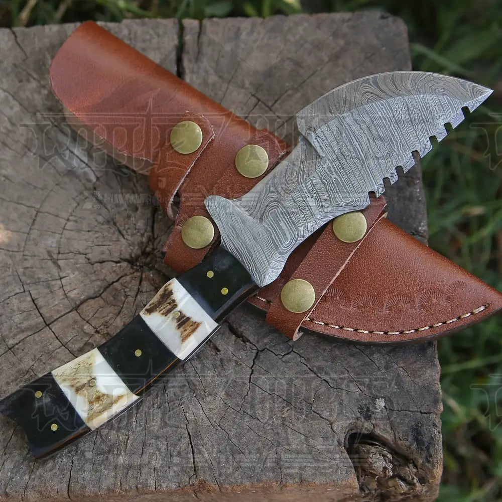 Custom Handmade Forged Damascus Steel Hunting Bushcraft Survival Tracker Knife Tracker Knife