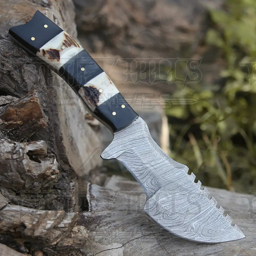 Custom Handmade Forged Damascus Steel Hunting Bushcraft Survival Tracker Knife Tracker Knife