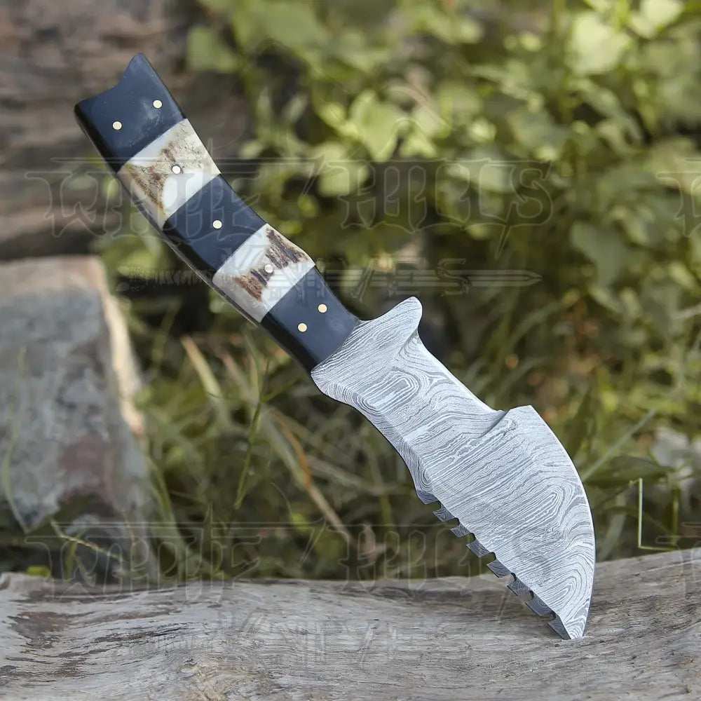 Custom Handmade Forged Damascus Steel Hunting Bushcraft Survival Tracker Knife Tracker Knife