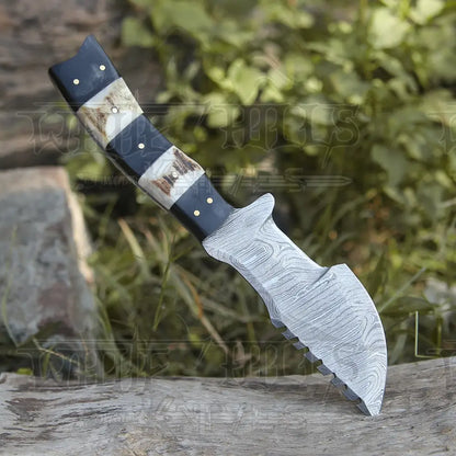 Custom Handmade Forged Damascus Steel Hunting Bushcraft Survival Tracker Knife Tracker Knife