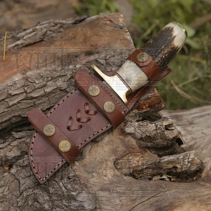 Custom Handmade Forged Damascus Steel Hunting Knife W/ Stag & Brass Guard Handle Wh 4399 Survival