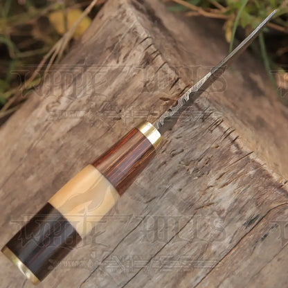 Custom Handmade Forged Damascus Steel Hunting Knife W /Wood & Camel Bone Handle Collectibles:knives