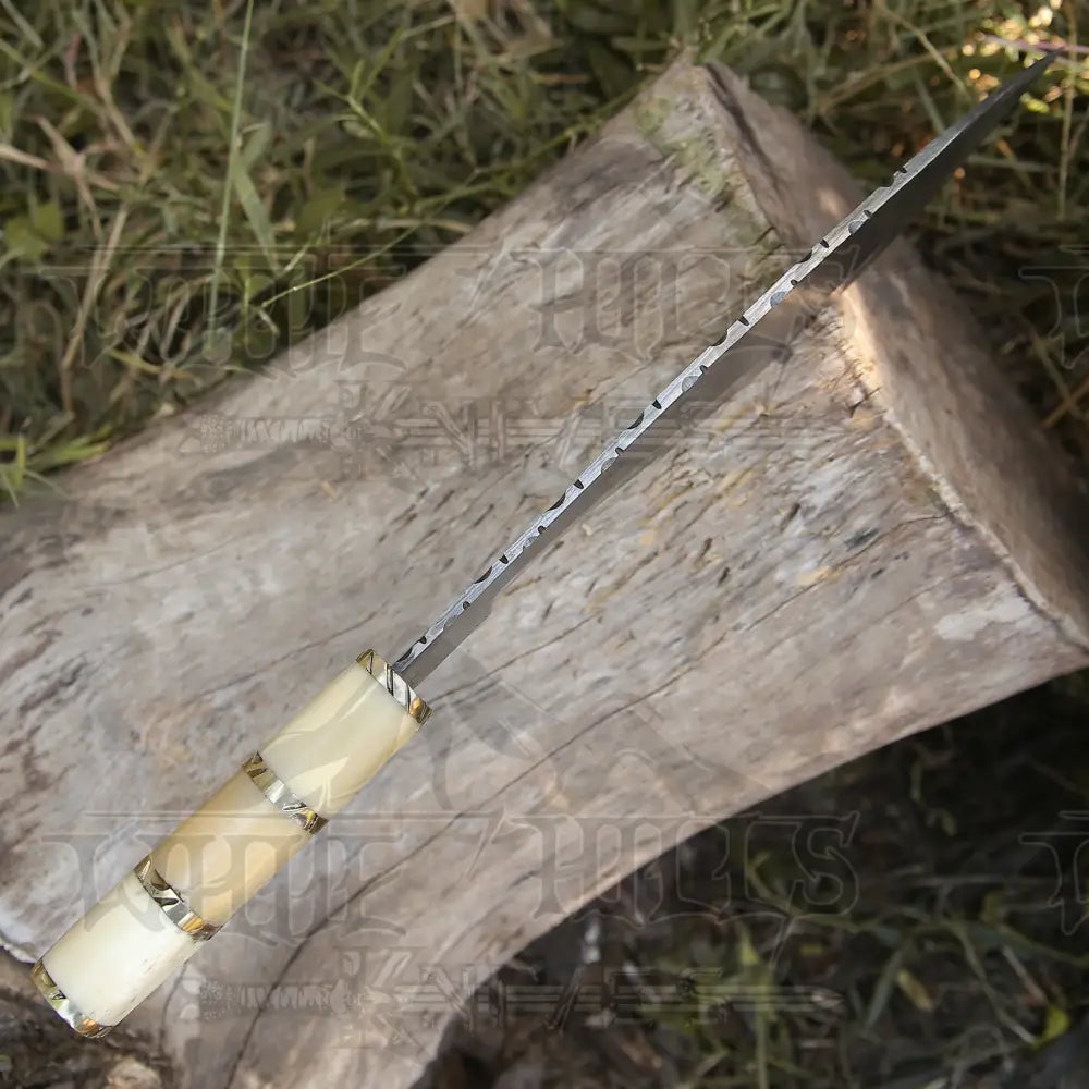 Custom Handmade Forged Damascus Steel Survival Hunting Bushcraft Kukri Knife Edc 12 With Camel Bone