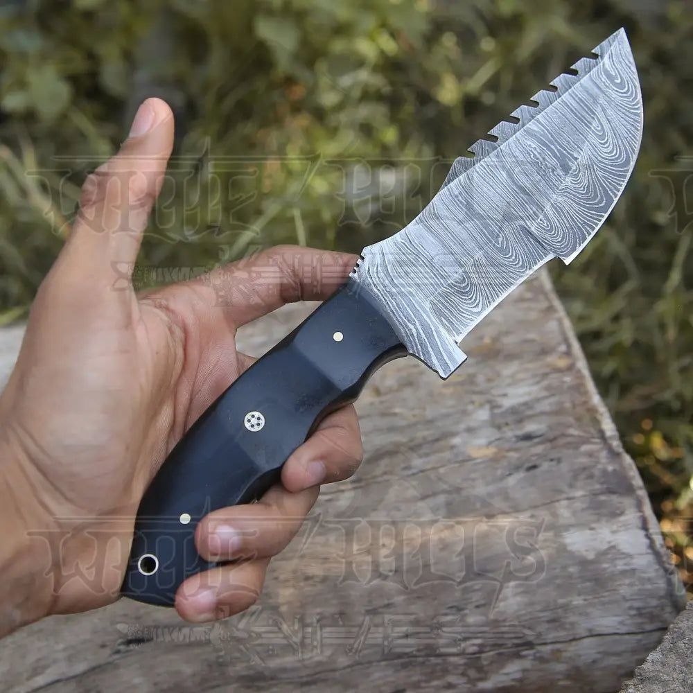 Custom Handmade Forged Damascus Steel Tracker Hunting Bushcraft Knife Survival Edc 10 With Micarta