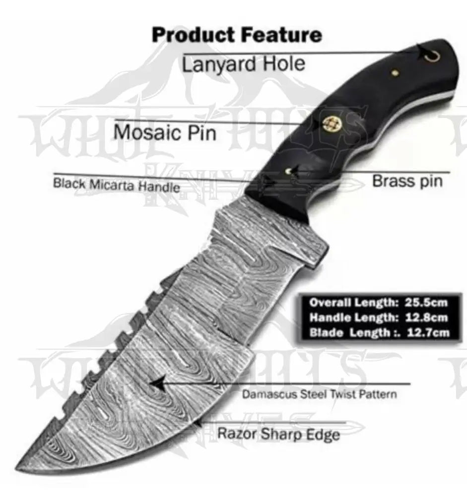 Custom Handmade Forged Damascus Steel Tracker Hunting Bushcraft Knife Survival Edc 10 With Micarta