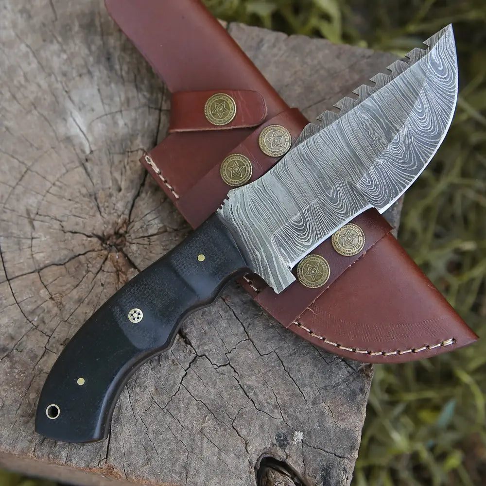 Custom Handmade Forged Damascus Steel Tracker Hunting Bushcraft Knife Survival Edc 10 With Micarta