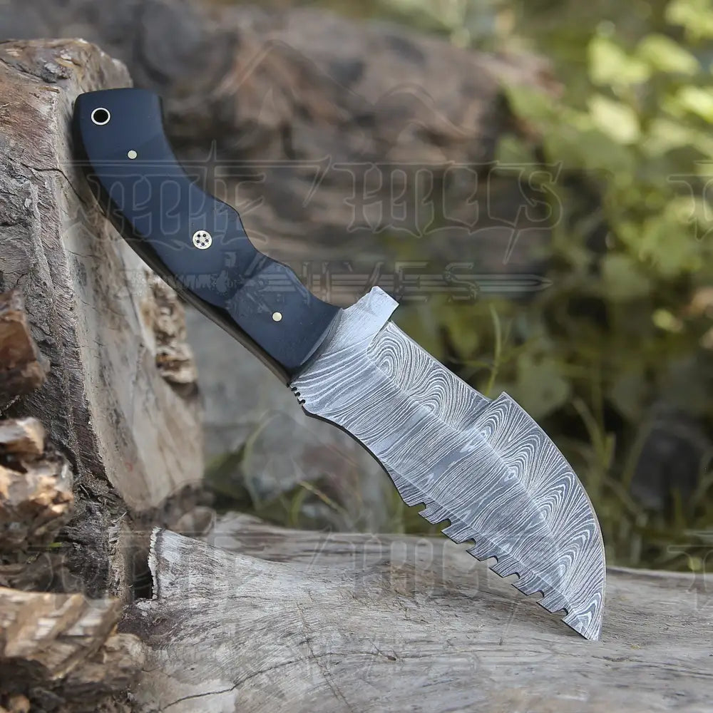 Custom Handmade Forged Damascus Steel Tracker Hunting Bushcraft Knife Survival Edc 10 With Micarta