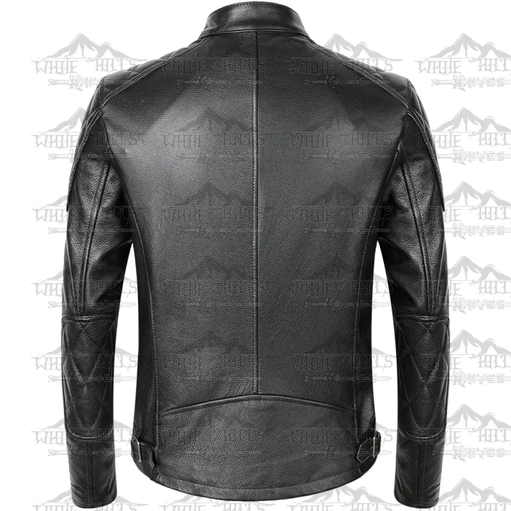 Dean Black Real Cowhide Biker Leather Jacket