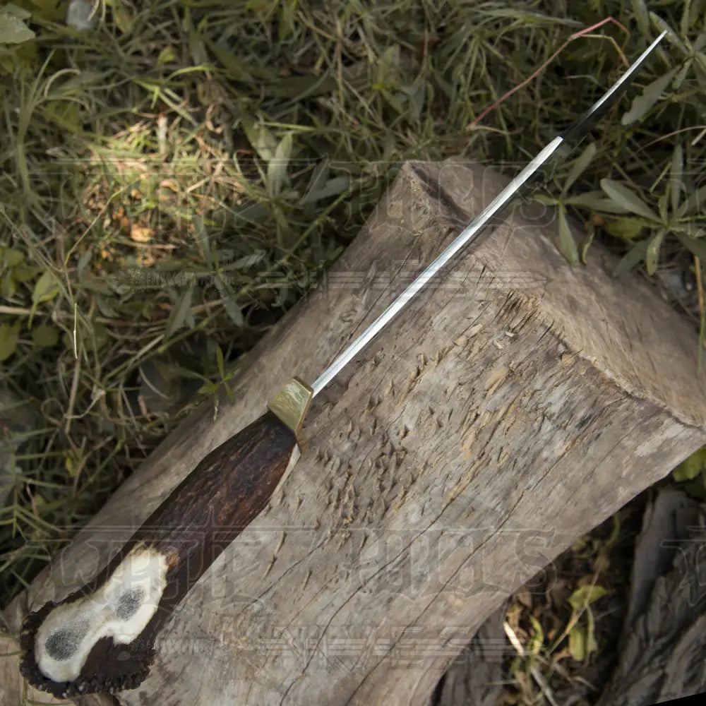Edc Handmade D2 Steel Hunting Bowie Survival Knife Deer Crown Stag Antler Handle Wh 4403