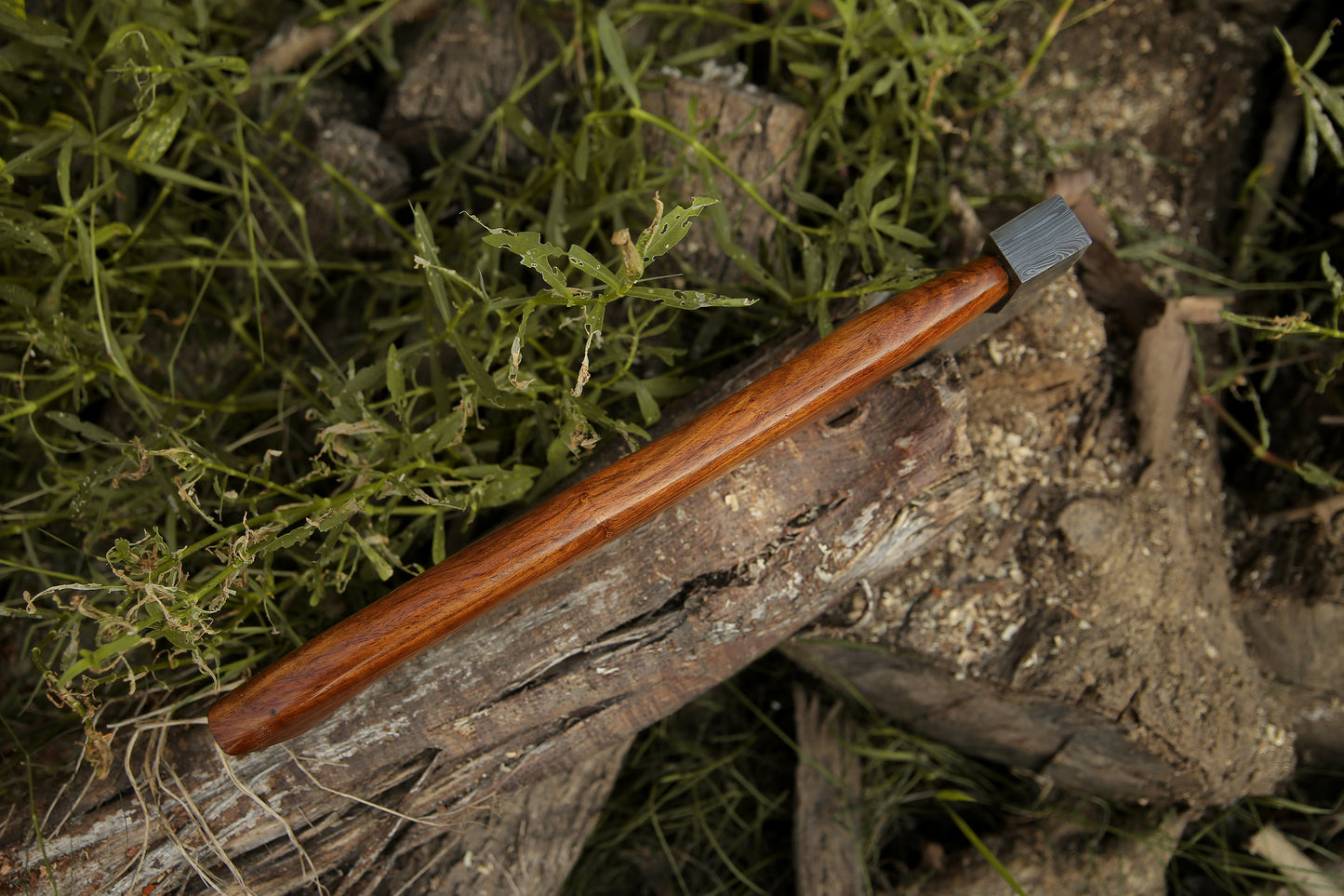 Damascus Viking Axe Steel With Leather Sheath Darkwood Handle Hatchet Camp Axe