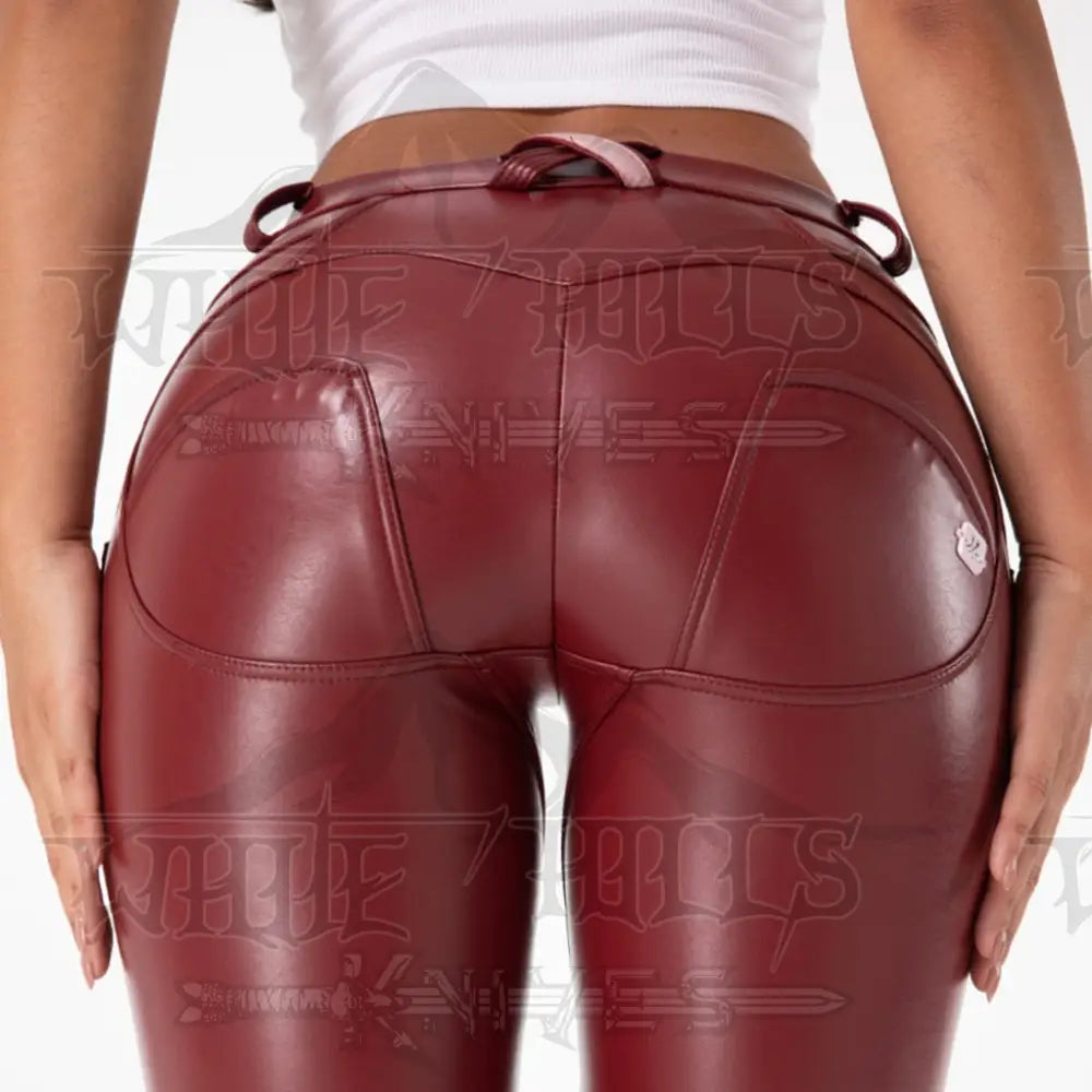 Faux Leather Pant - Mid Waist Red Pants