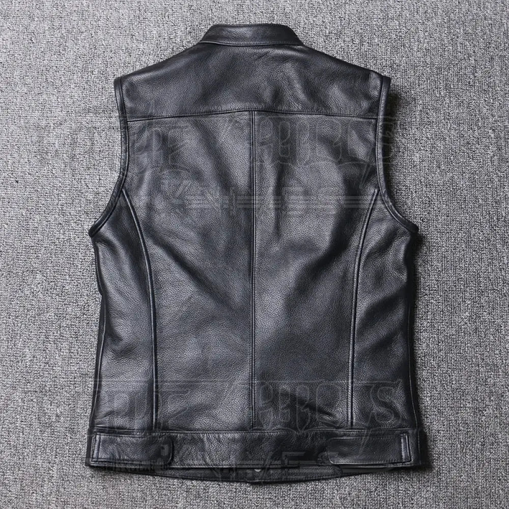 Genuine Leather Biker Cow Vest Men - 100% Real Cowhide Motorcycle