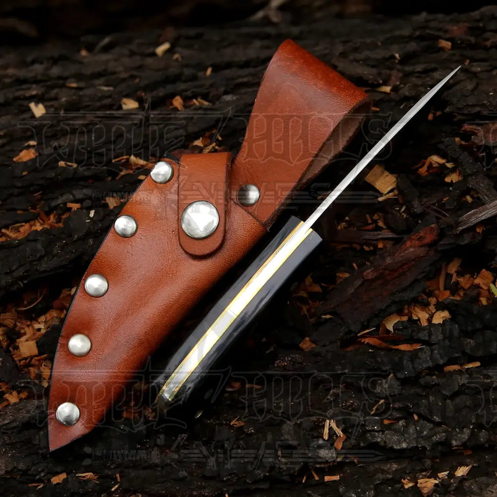 Hand Forged Full Tang Skinner Knife - Buffalo Horn Handle D2 Steel- 7 Inches Sk-014