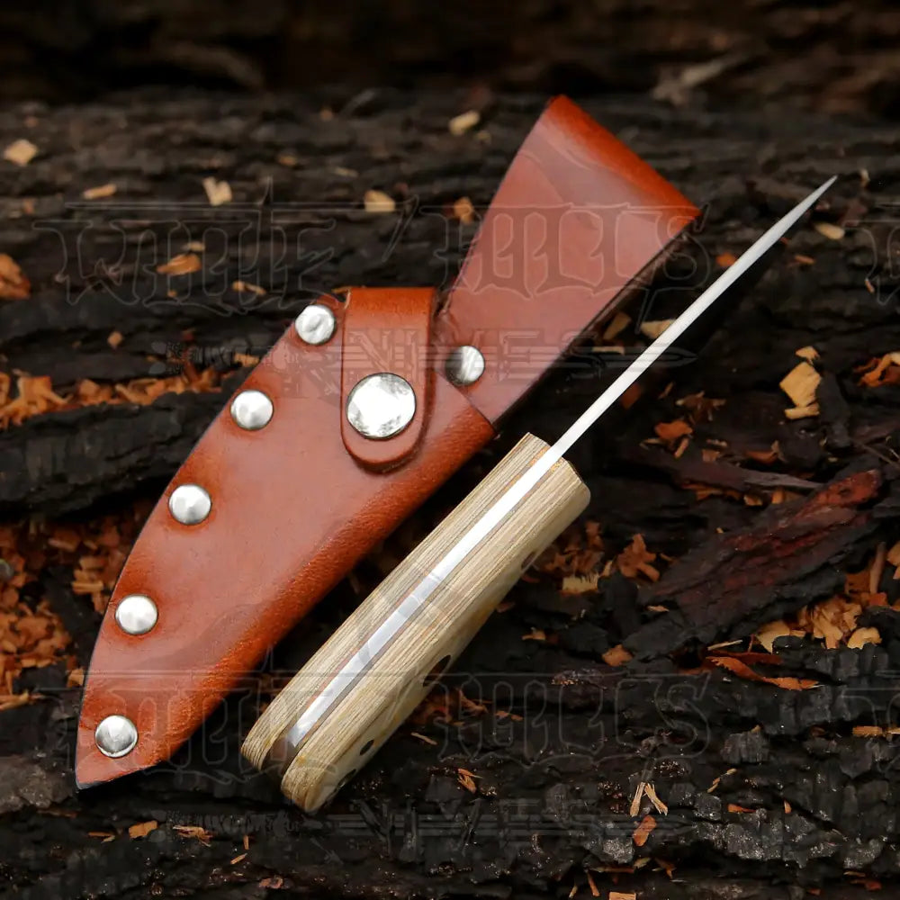 Hand Forged Full Tang Skinner Knife - Olive Wood Handle D2 Steel- 7 Inches Sk-012
